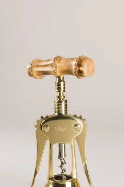 Bamboo root Brass double lever corkscrew
