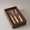 Bamboo root Cheese knife set deluxe case