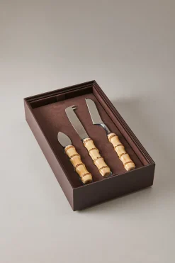 Bamboo root Cheese knife set deluxe case