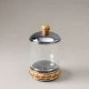 Bamboo root Glass toilet ear picks jar with natural material base