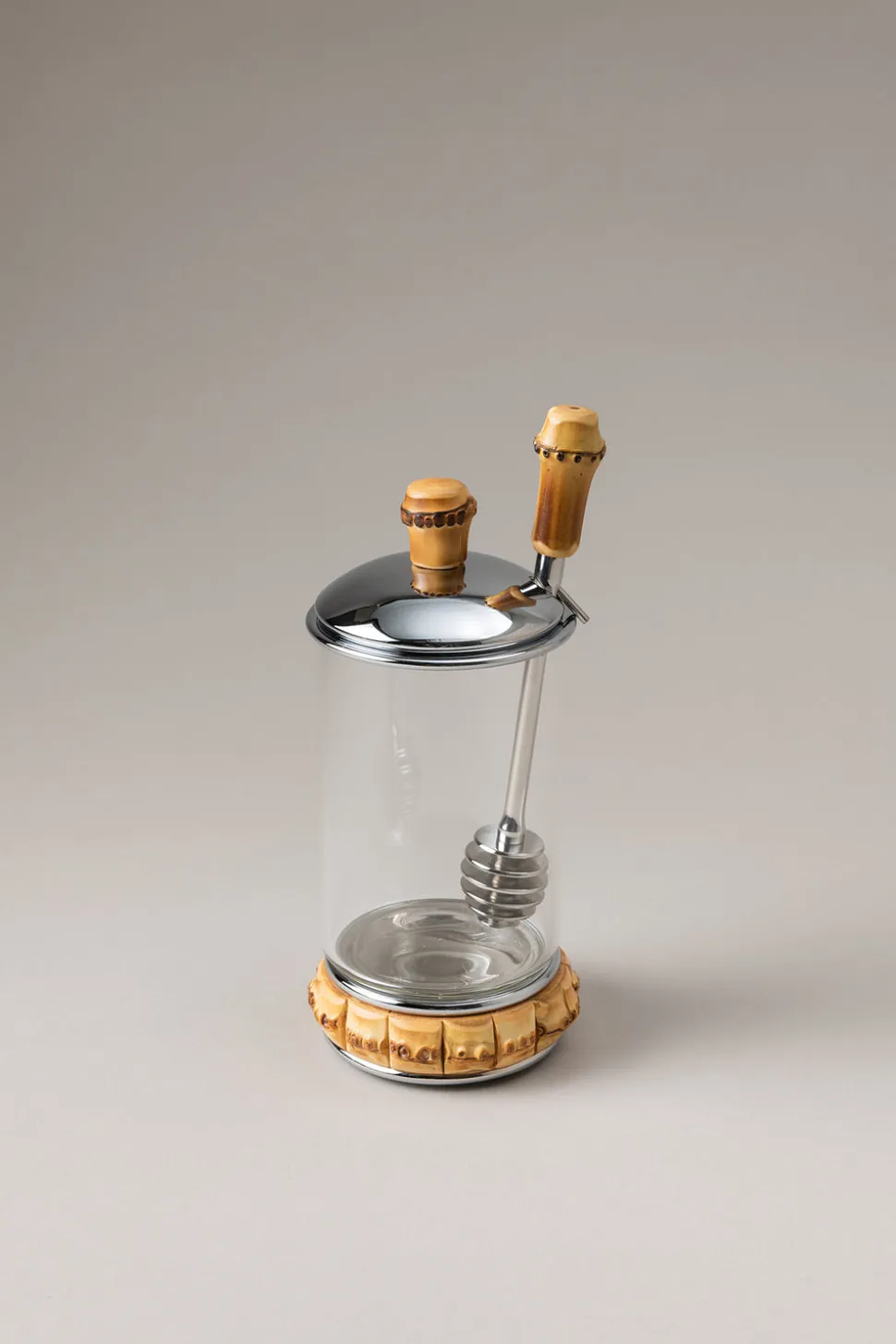 Bamboo root Honey pot with dipper