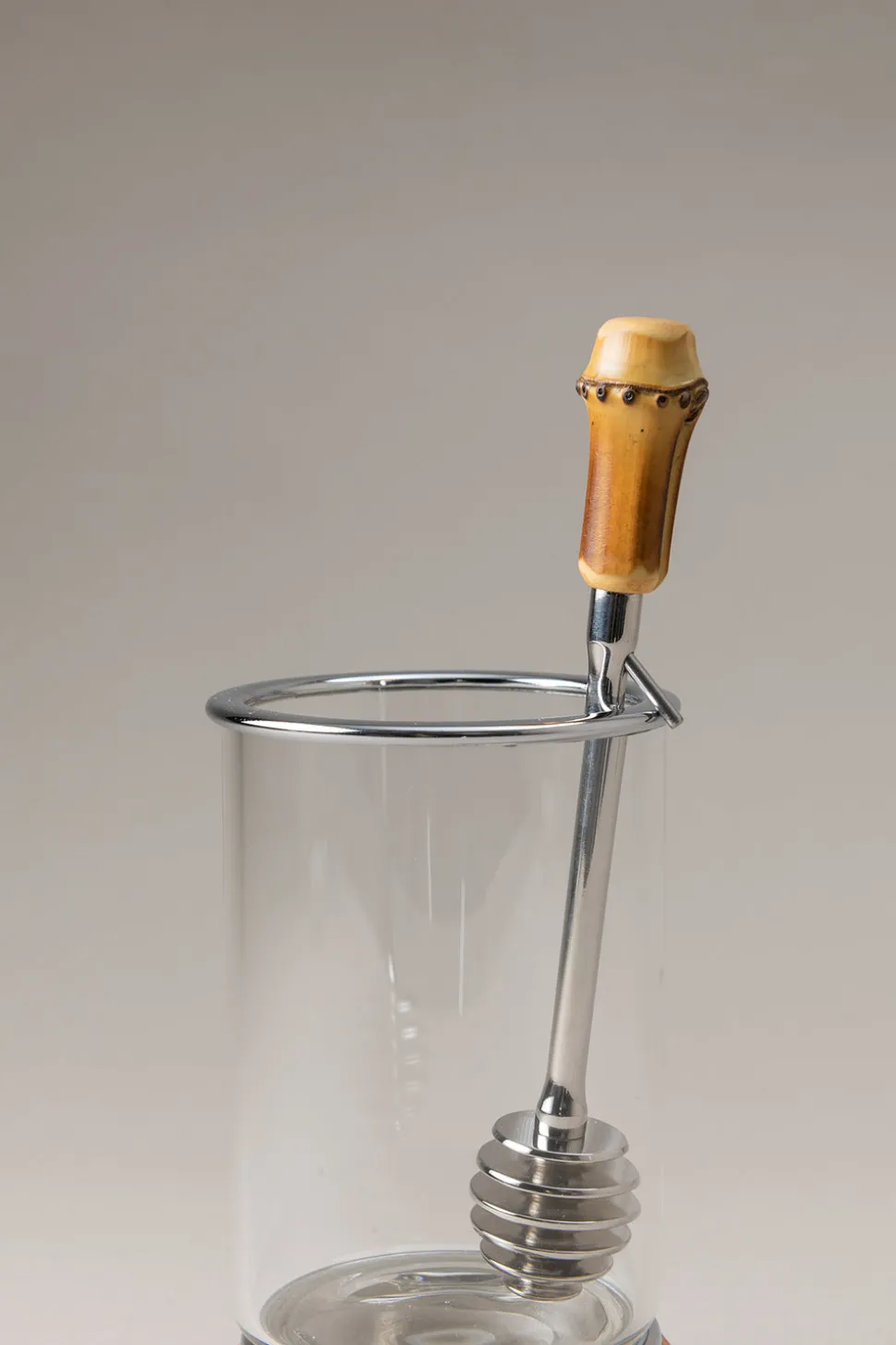 Bamboo root Honey pot with dipper