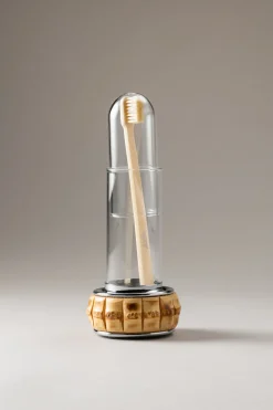 Bamboo root Individual toothbrush holder