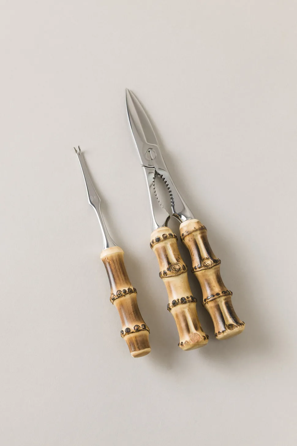 Bamboo root Lobster cracker and fork