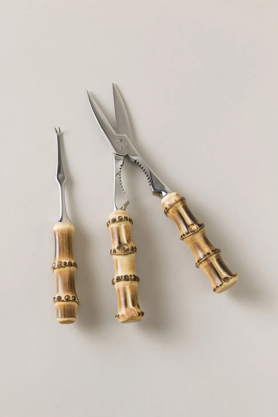 Bamboo root Lobster cracker and fork