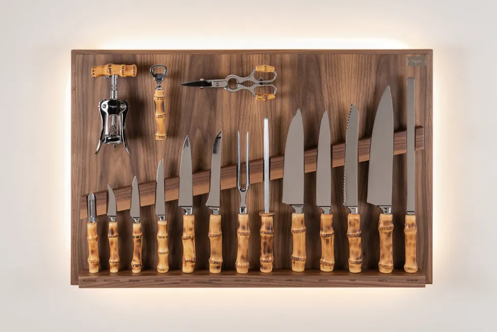 Bamboo root Medium wall-mounted knives set