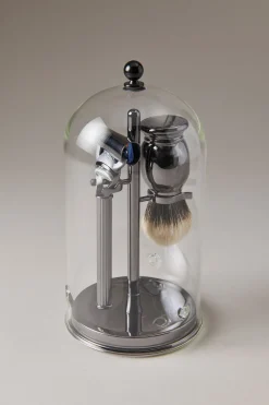 Black nikel Shaving set with glass dome
