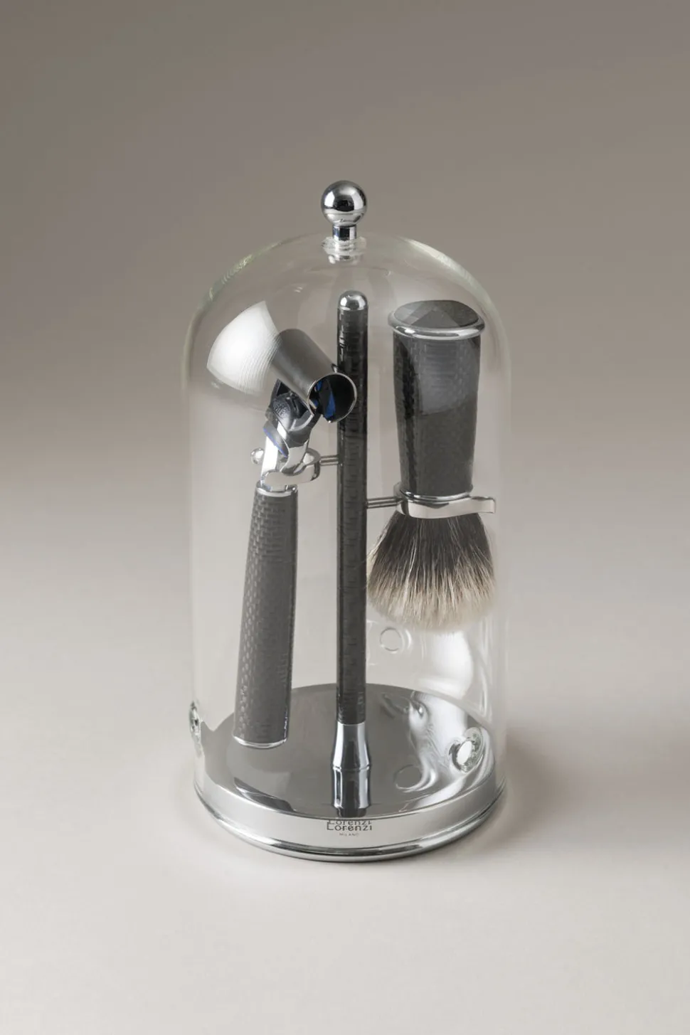 Carbon fiber Shaving set with glass dome