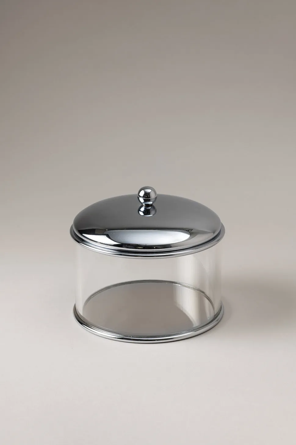 Chrome plated brass Glass cotton jar