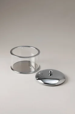 Chrome plated brass Glass cotton jar