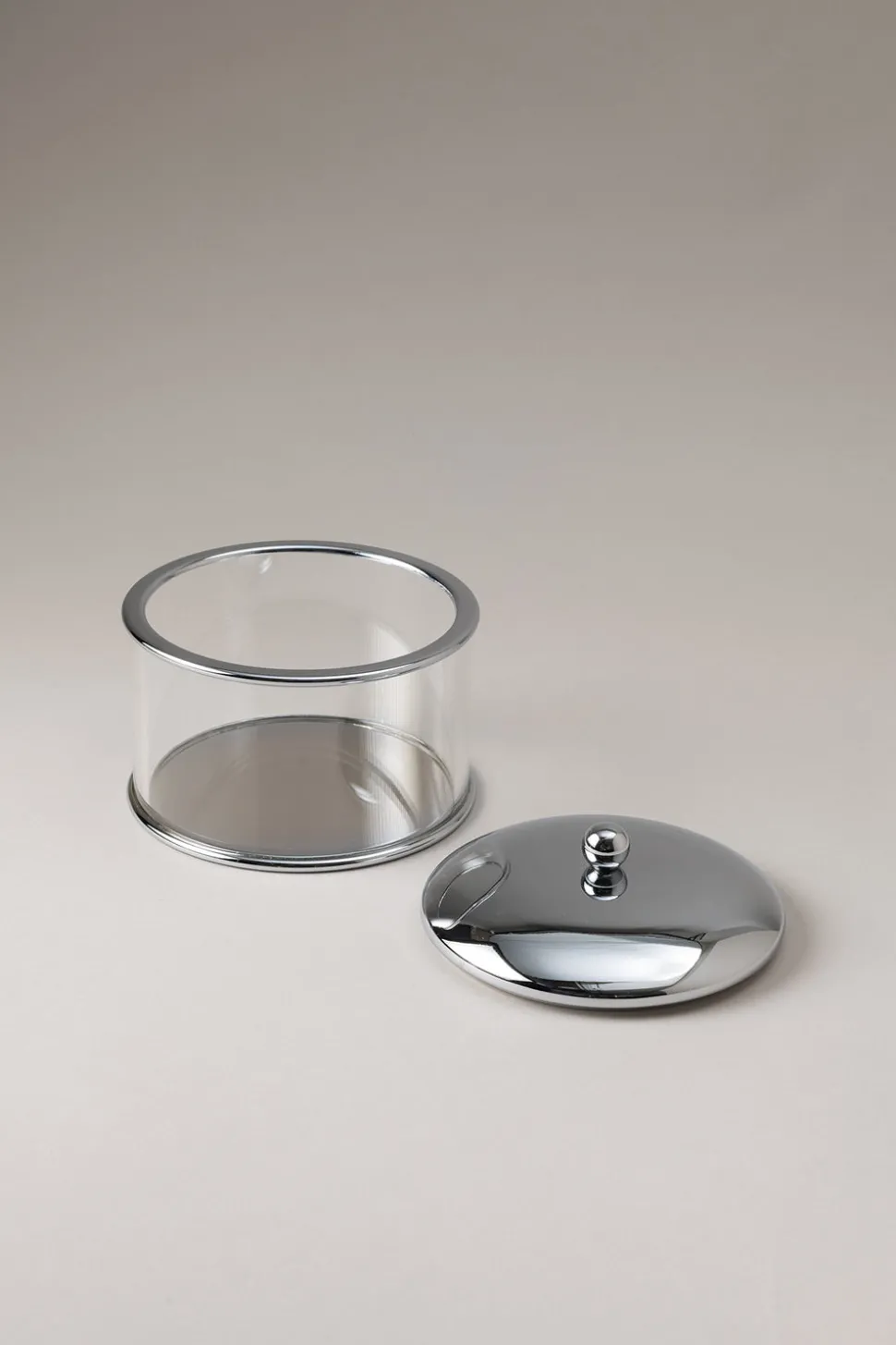 Chrome plated brass Glass cotton jar