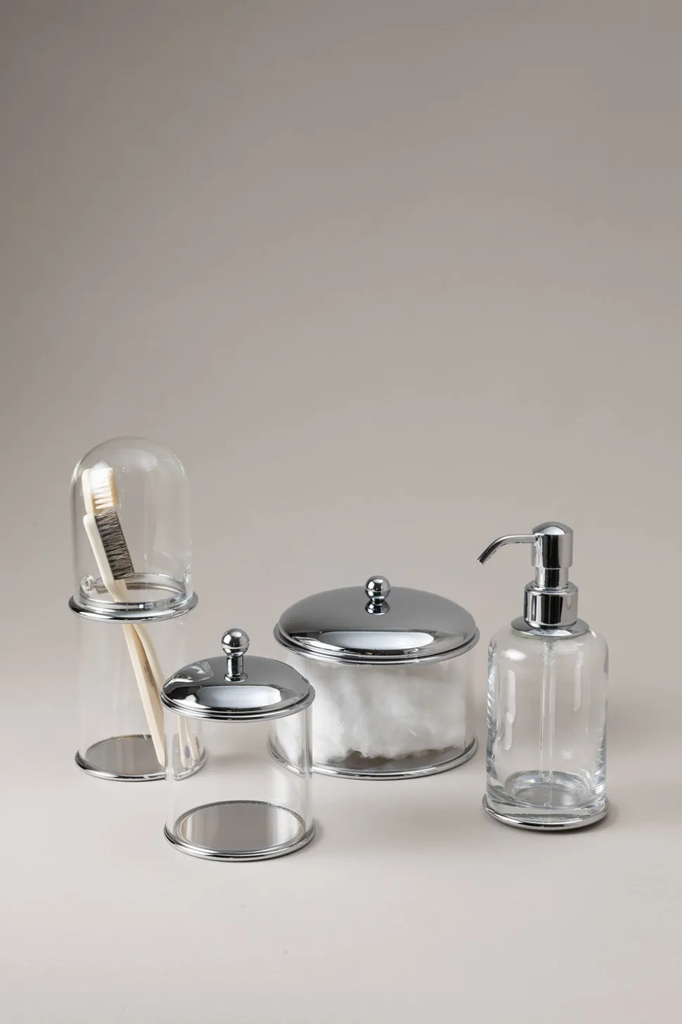Chrome plated brass Glass cotton jar