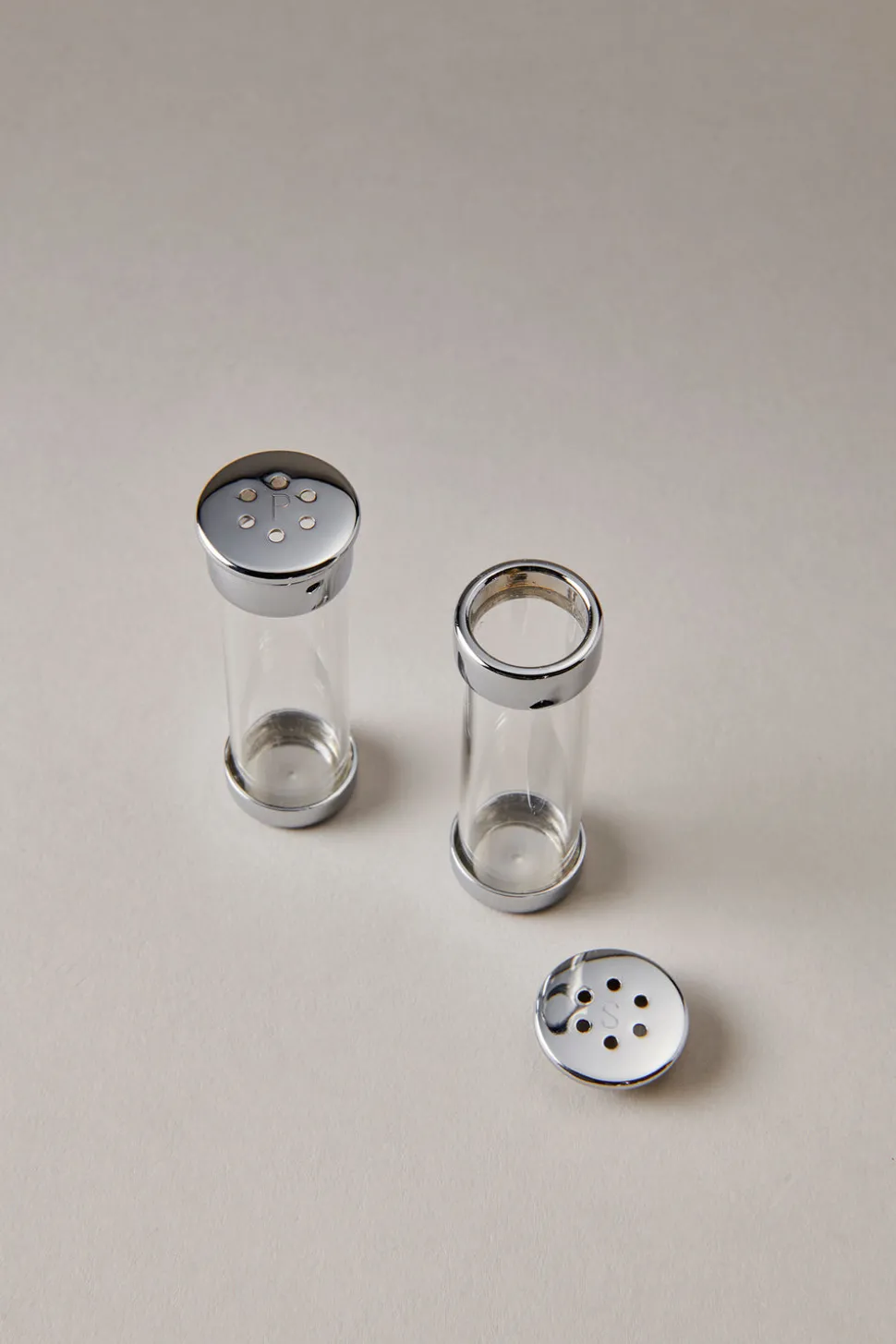 Chrome plated brass Salt and pepper sprinkle set
