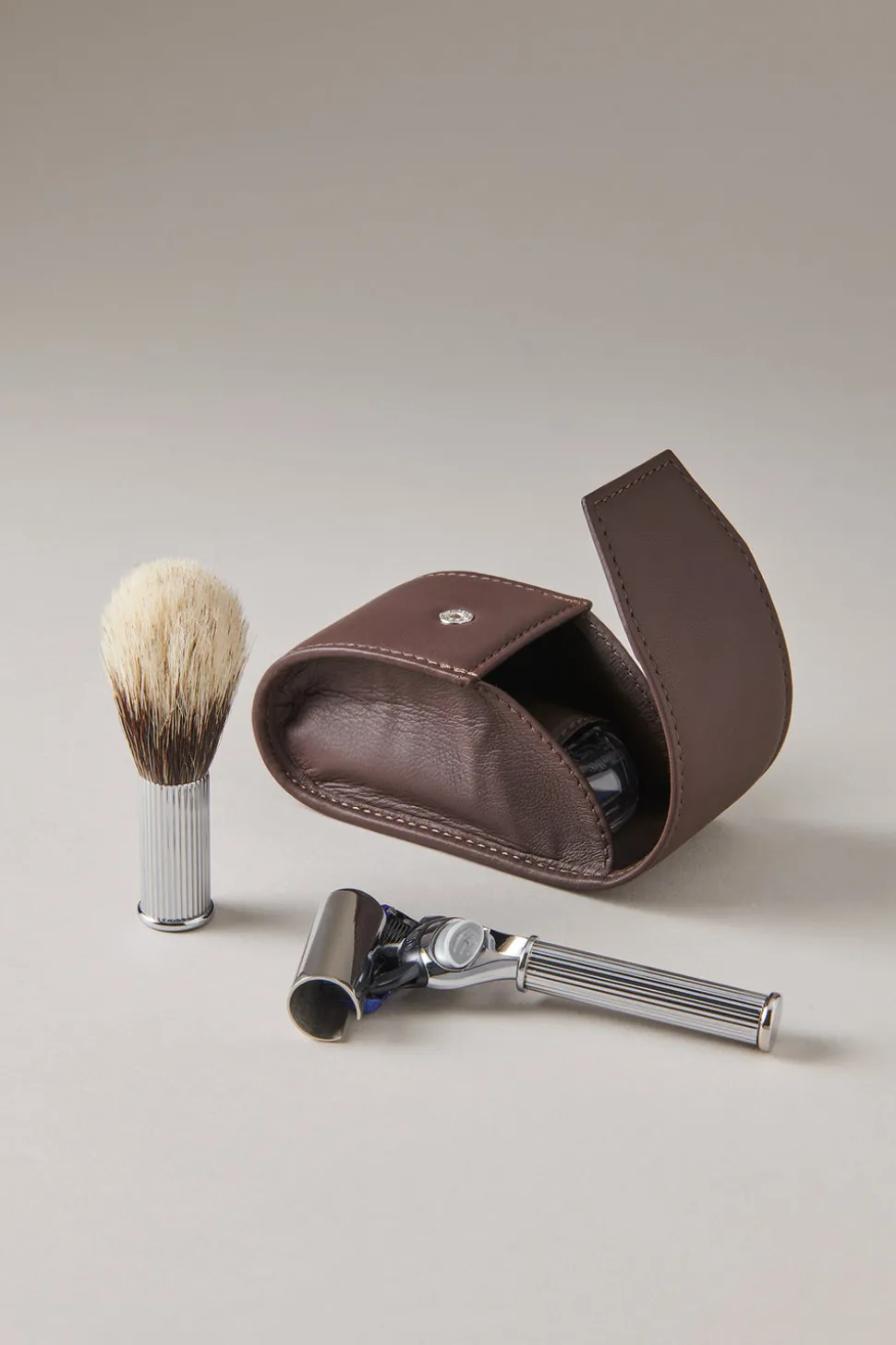 Chrome plated brass Travelling shaving set