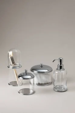 Glass Glass toothbrush pot with glass dome