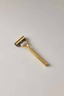 Gold plated brass Golden razor