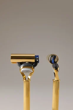 Gold plated brass Travelling shaving set