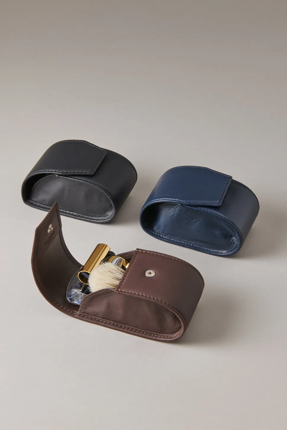 Gold plated brass Travelling shaving set