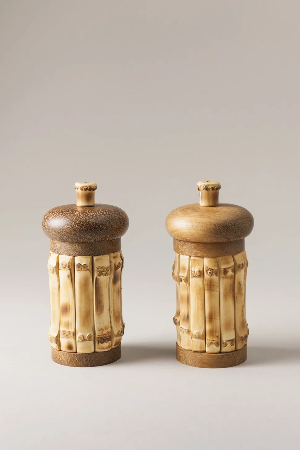 Large bamboo root kitchen pepper and salt mill
