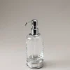 Mother of pearl Glass soap dispenser with natural material base