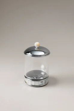 Mother of pearl Glass toilet ear picks jar with natural material base