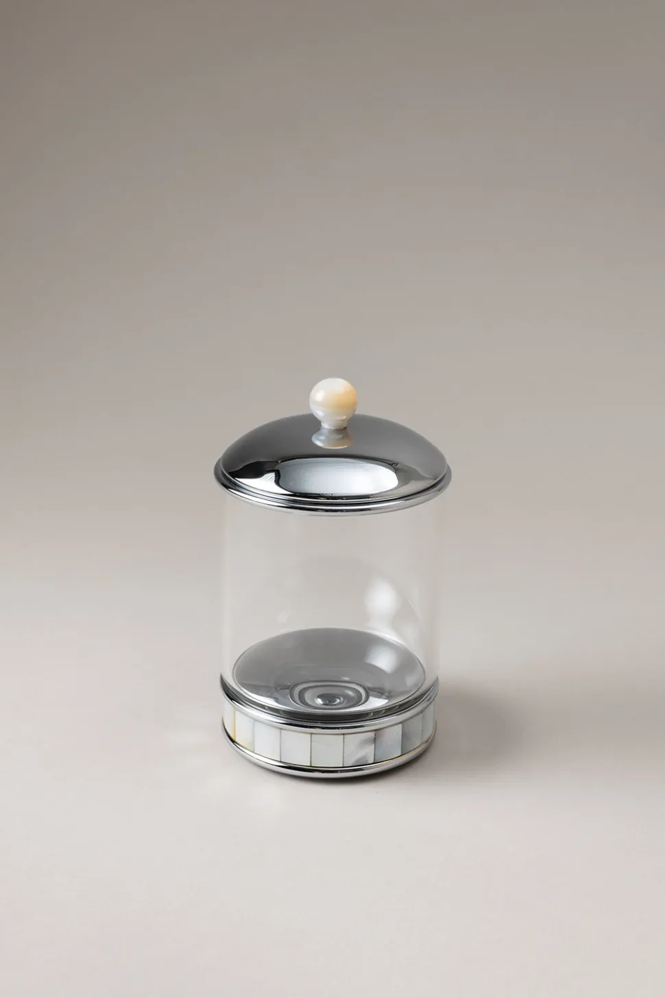 Mother of pearl Glass toilet ear picks jar with natural material base