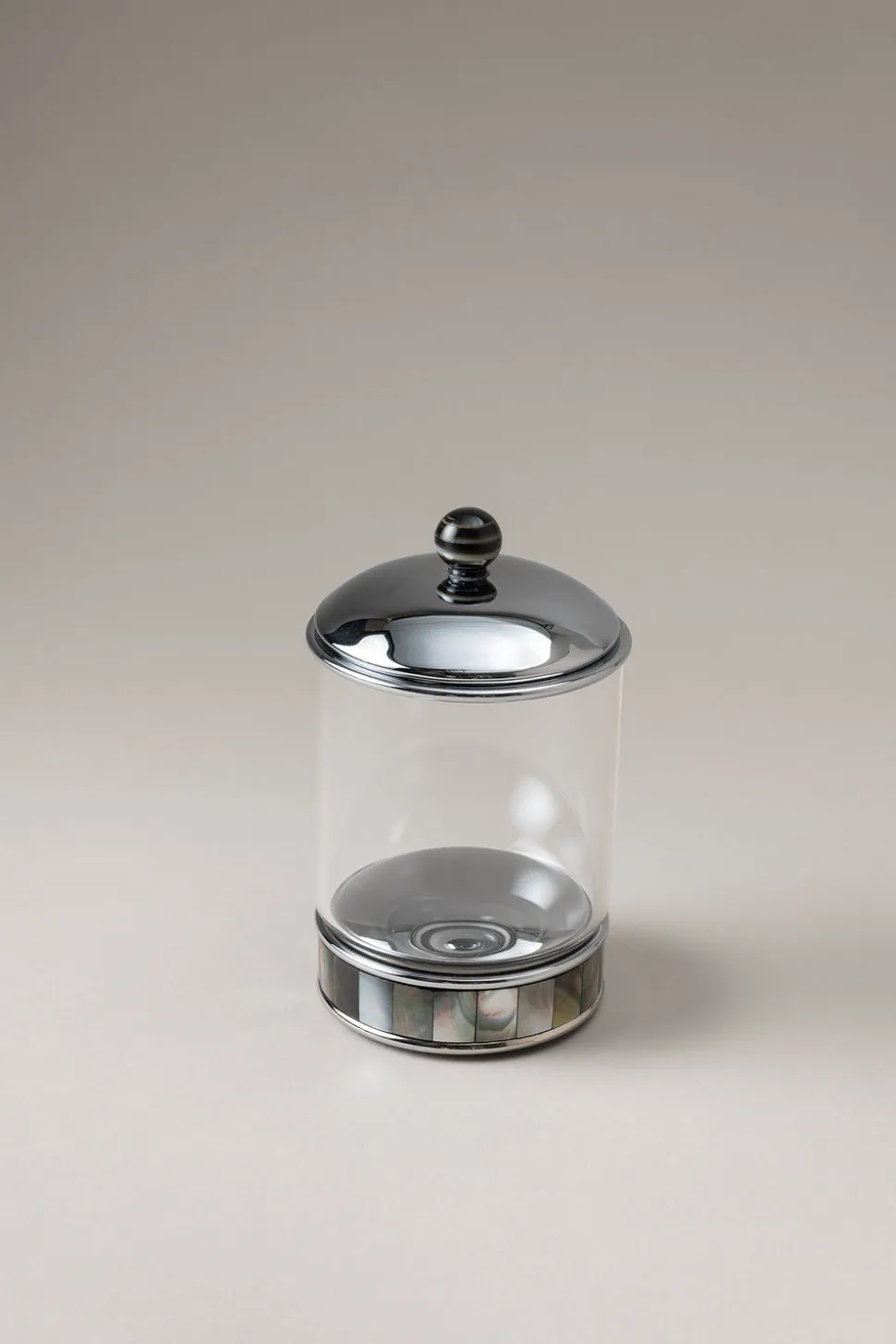 Mother of pearl Glass toilet ear picks jar with natural material base