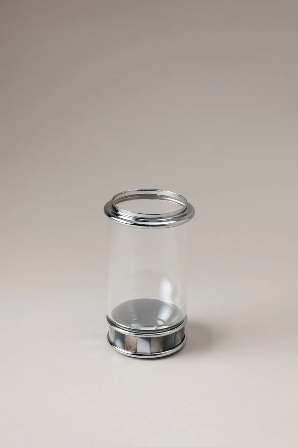Mother of pearl Glass toothbrush pot with glass dome