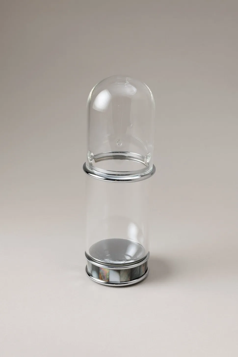Mother of pearl Glass toothbrush pot with glass dome