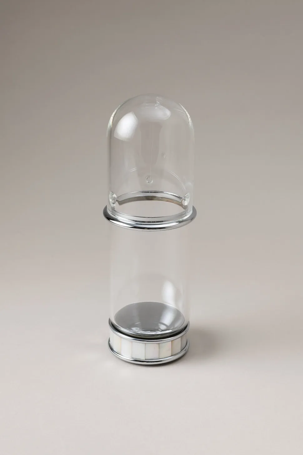 Mother of pearl Glass toothbrush pot with glass dome