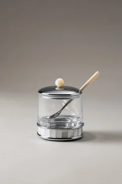 Mother of pearl Jelly or cheese jar with spoon