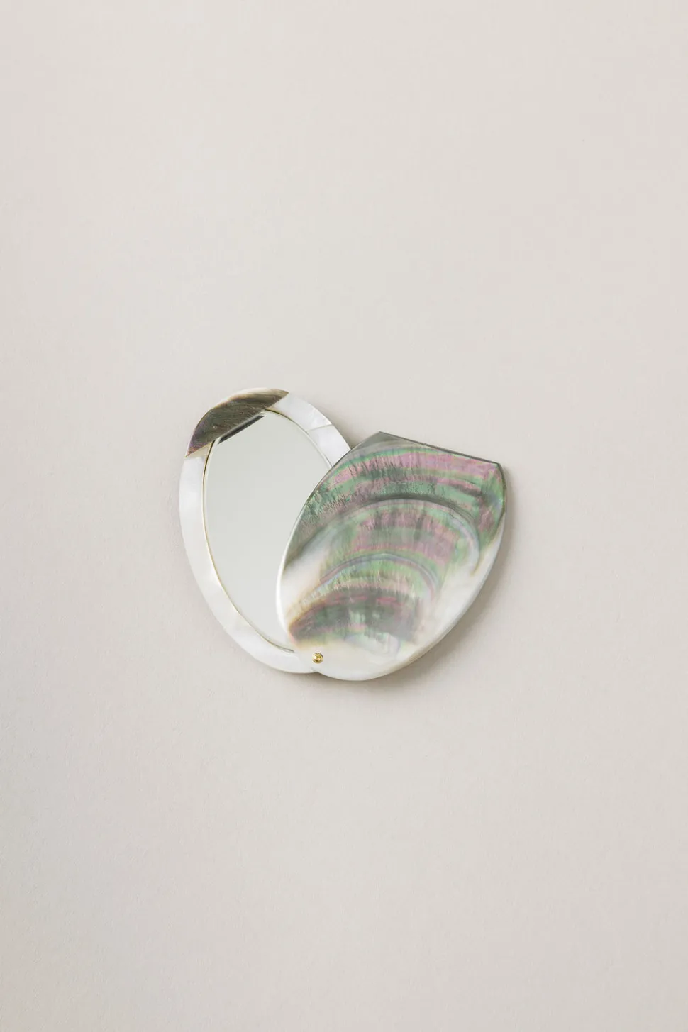 Mother of pearl Oval shaped handbag mirror