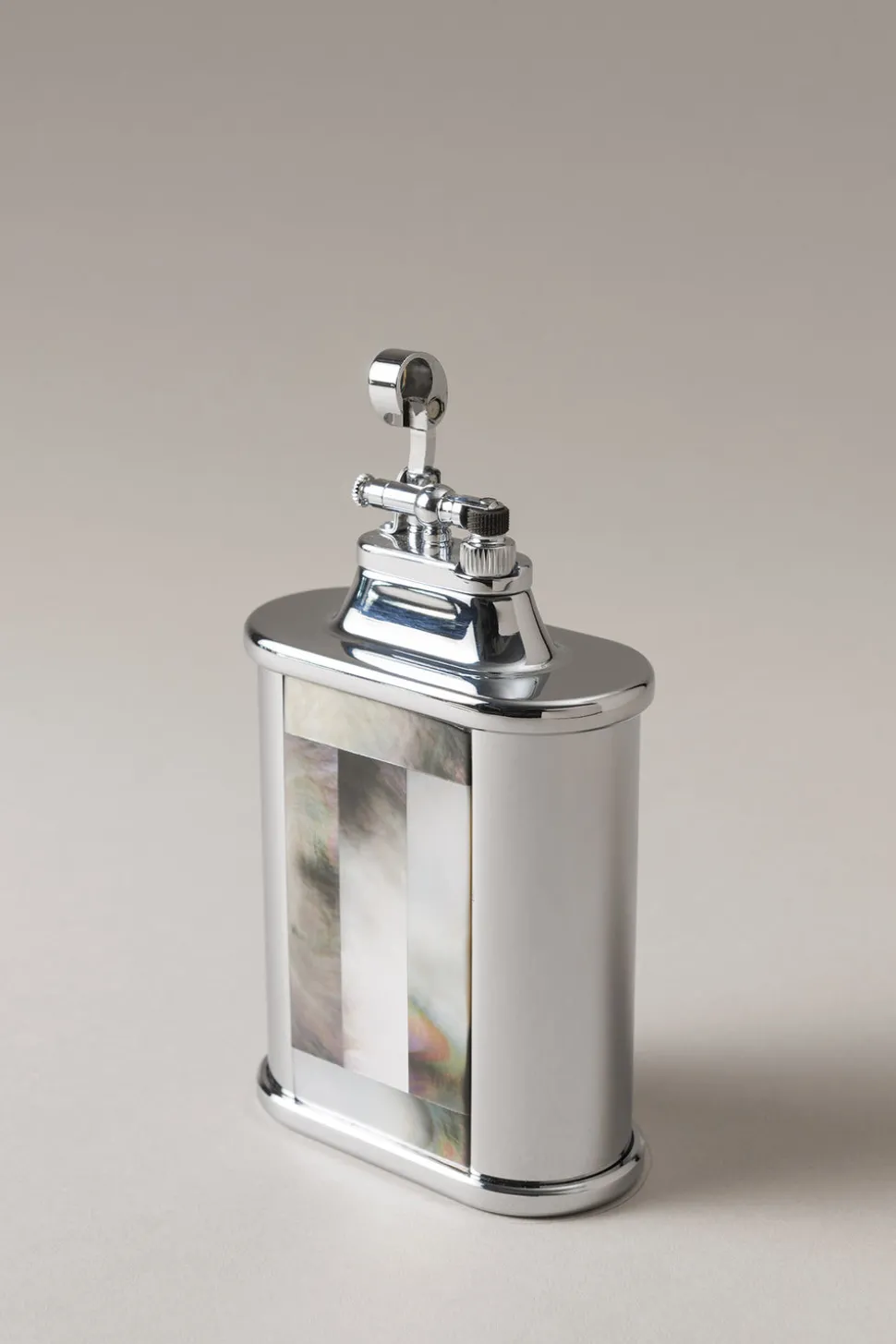 Mother of pearl Oval shaped flint desk lighter