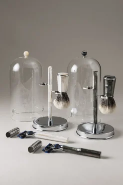 Mother of pearl Shaving set with glass dome