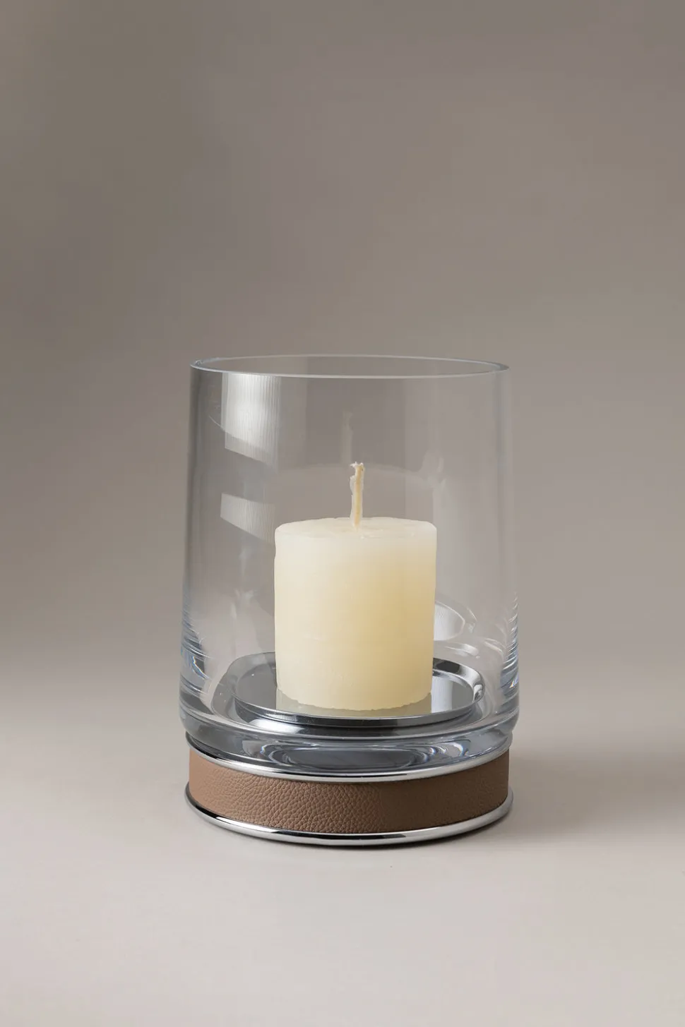 Nautical leather Large candle holder