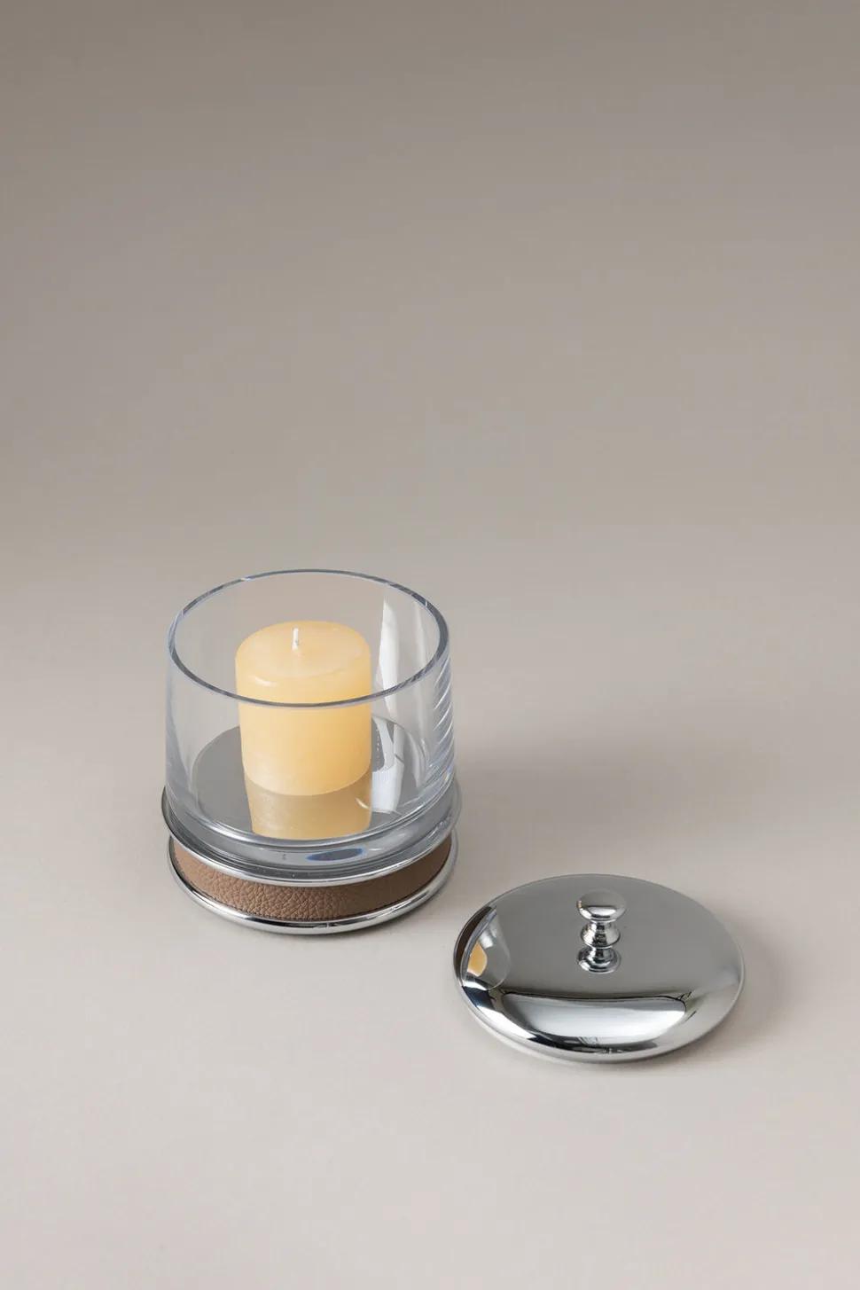 Nautical leather Small candle holder