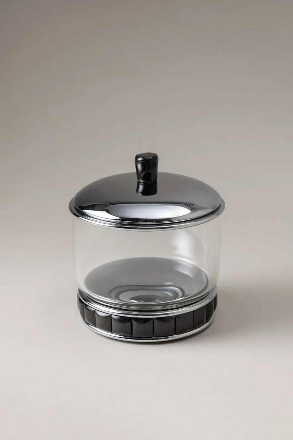 Oryx Glass cotton jar with natural material base