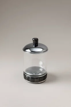 Oryx Glass toilet ear picks jar with natural material base