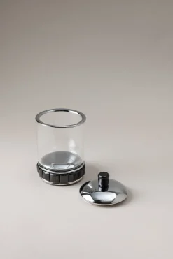 Oryx Glass toilet ear picks jar with natural material base