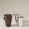 Saffiano style leather Travelling set of cups
