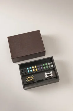 Saffiano style leather Variable weekly cuff-links set