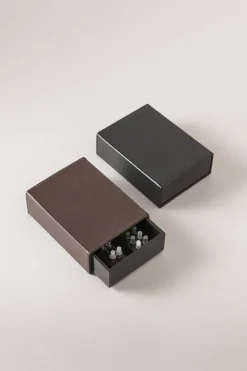 Saffiano style leather Variable weekly cuff-links set