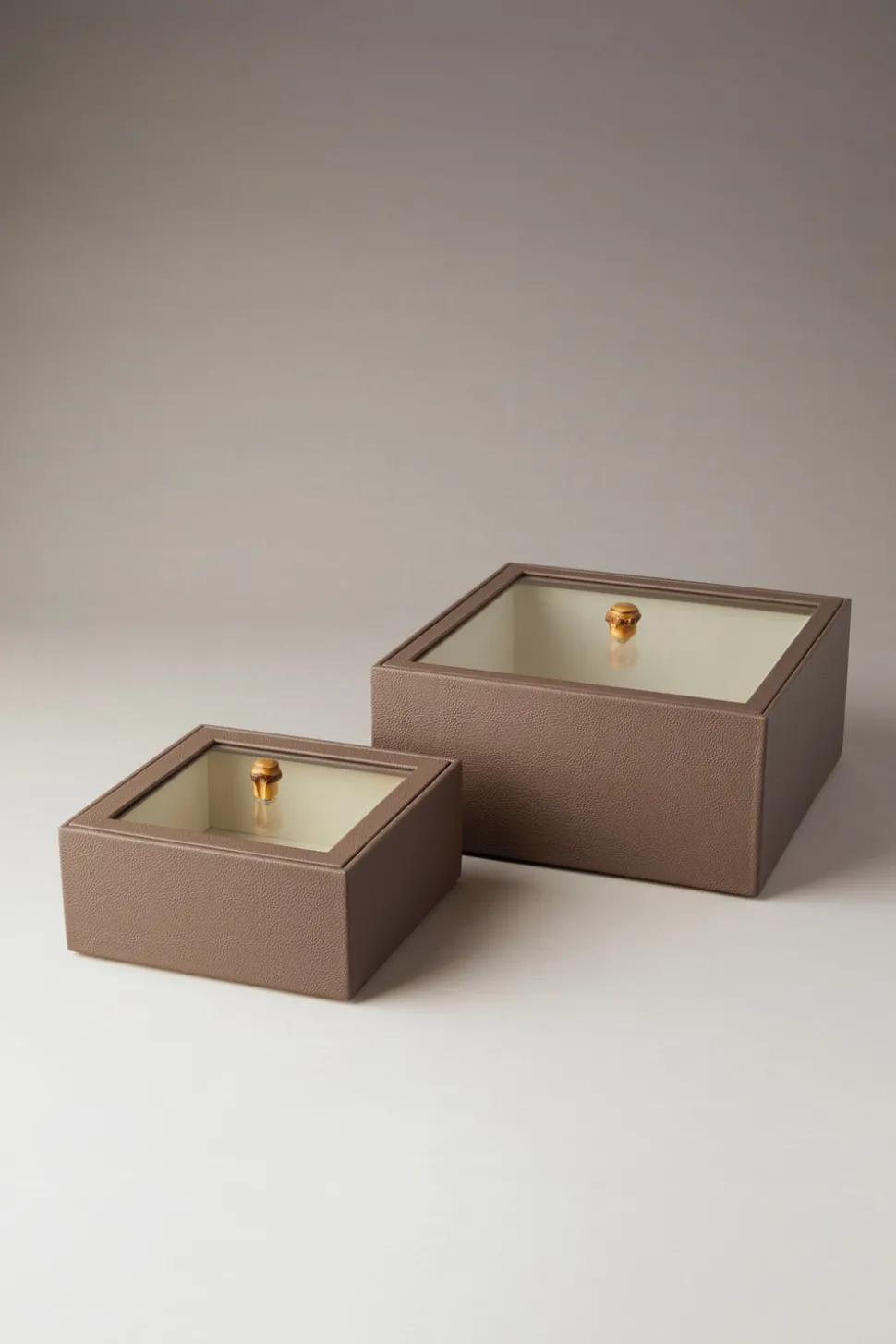 Scatola quadrata con coperchio in vetro - bambù - Rectangular box with glass lid in bamboo