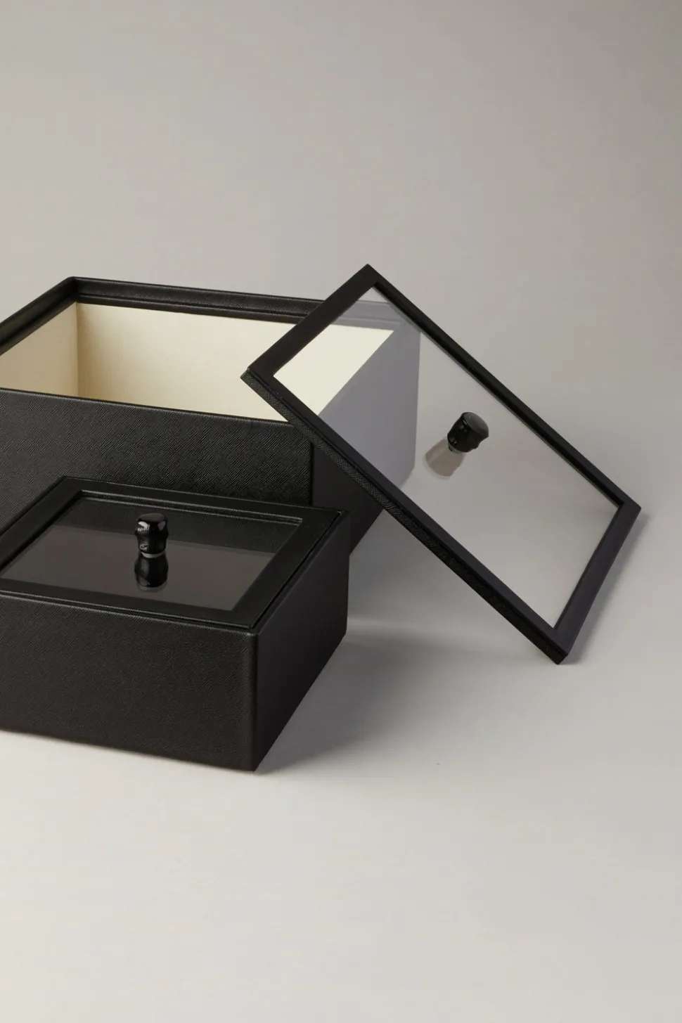 Scatola quadrata con coperchio in vetro - springbok - Rectangular box with glass lid in springbok