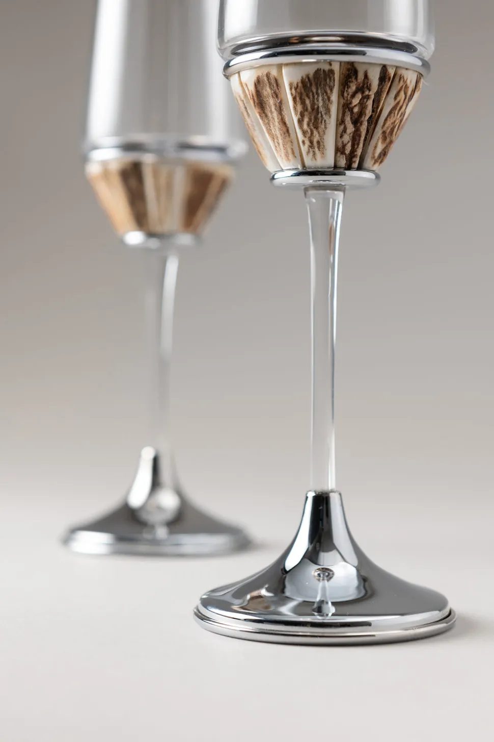 Set of 2 Stag antler Flute champagne