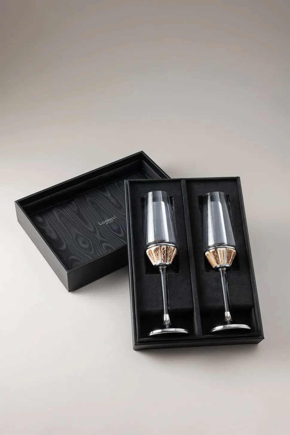 Set of 2 Stag antler Flute champagne