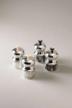 Small mother of pearl table pepper and salt mill