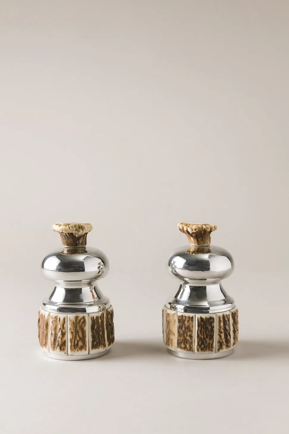 Small stag antler table pepper and salt mill