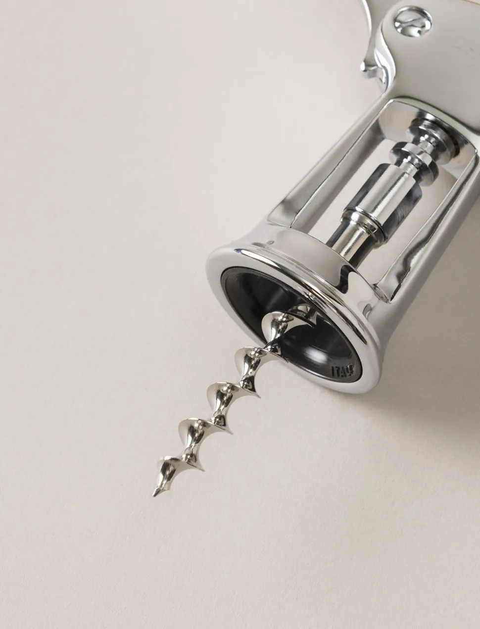Stag antler Chrome double lever corkscrew