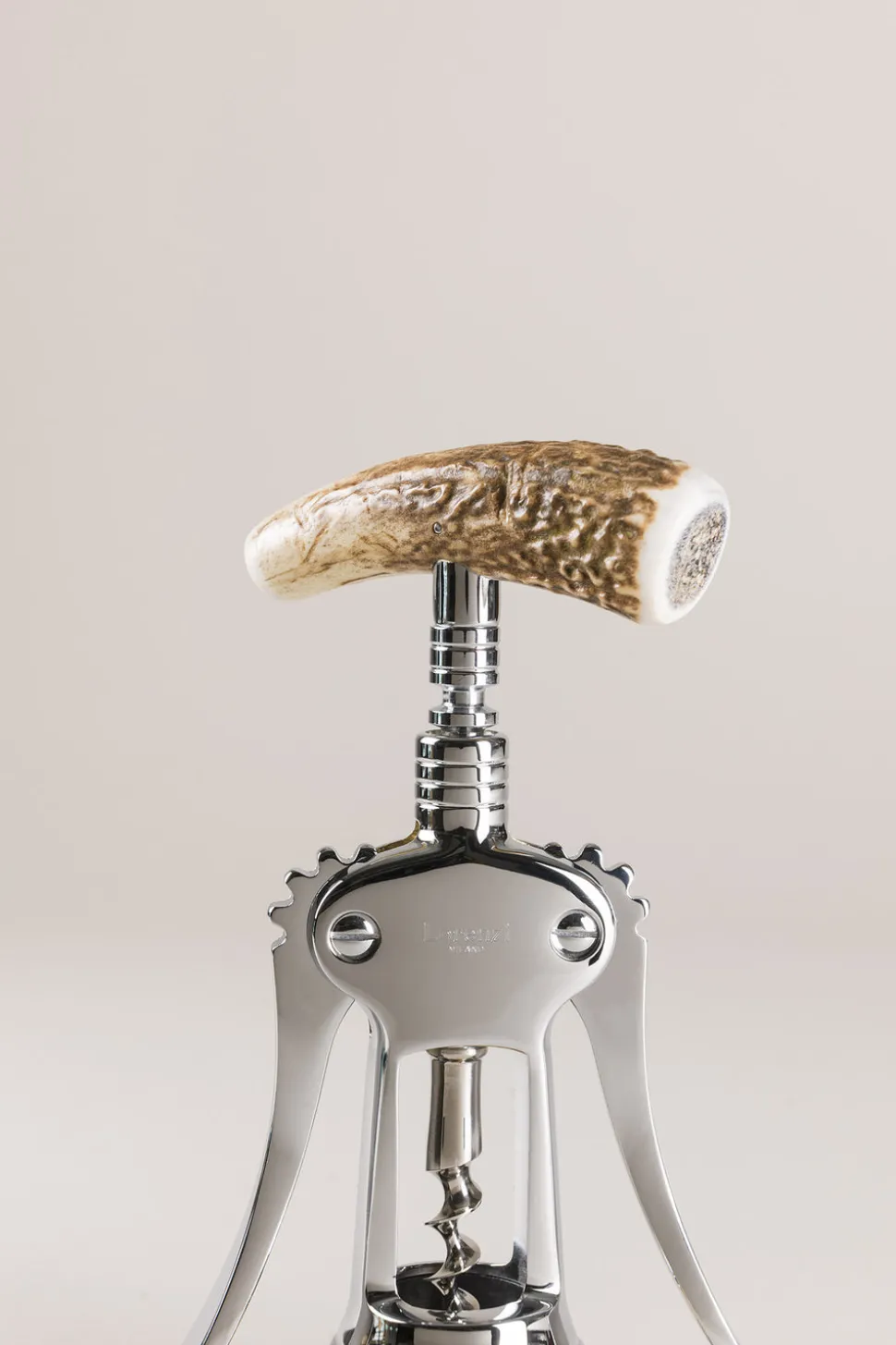 Stag antler Chrome double lever corkscrew